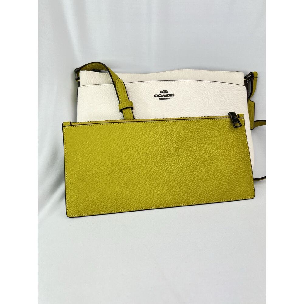 COACH F28382 East West Pop Crossbody Bag Chalk White Lime Olive Green Pouch - Picture 14 of 16
